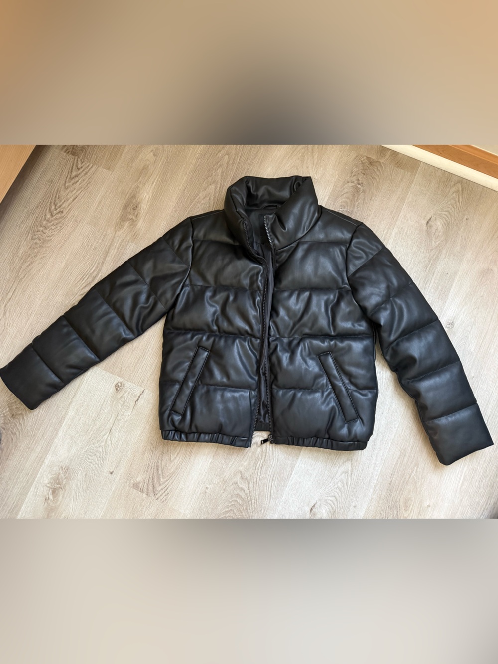 Sebby Black Puffer Faux Leather Jacket